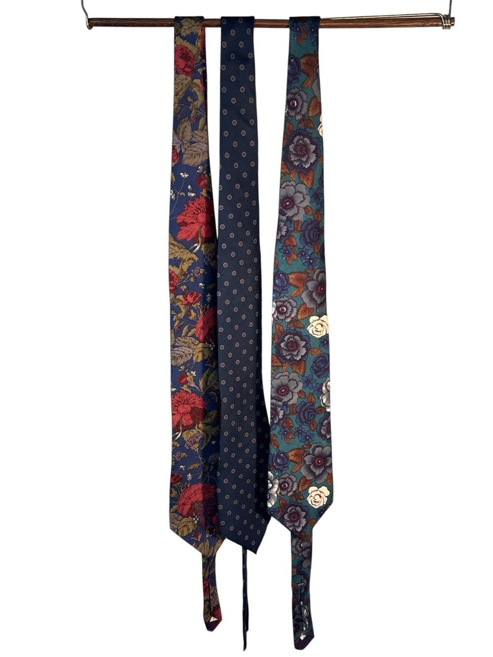 Vintage Halston 100% Silk Italian Ties Set of 3 bundle Floral & Small Dot floral